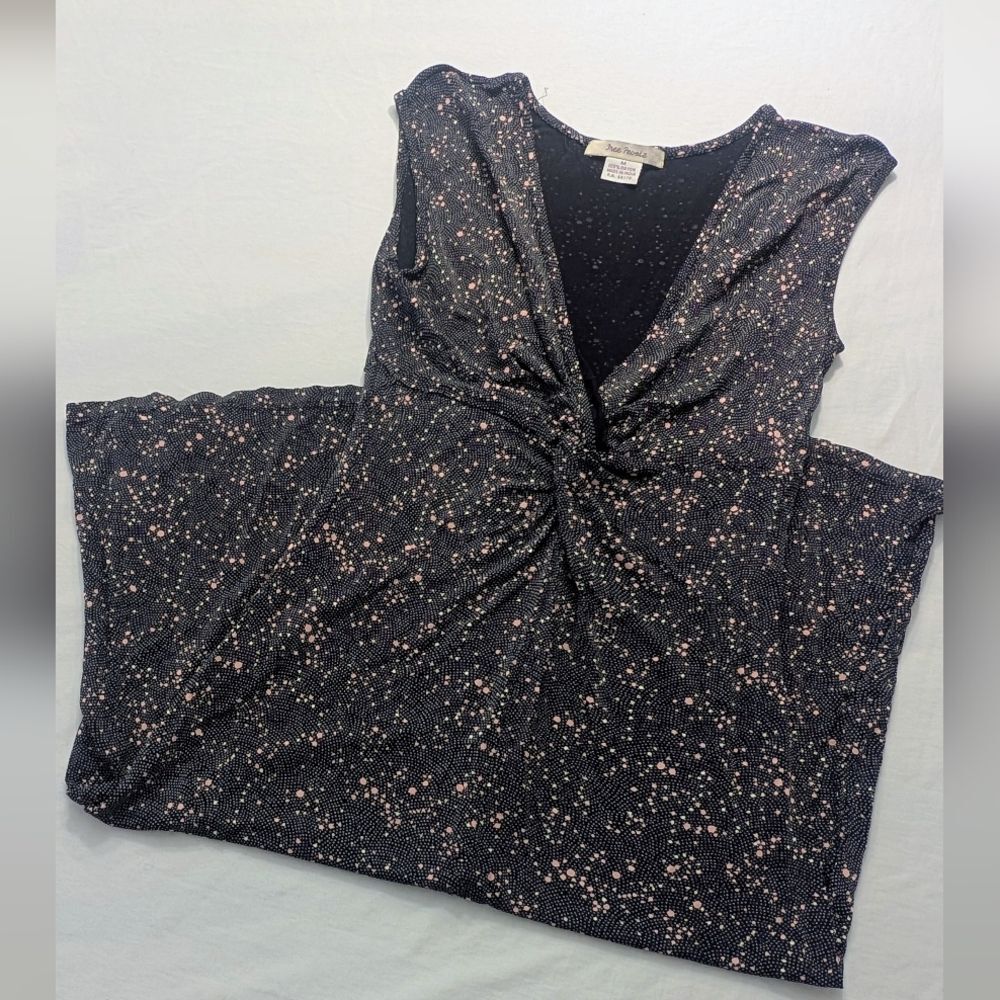 Free People Black and Pink Polka Dot Slip Dress